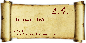 Lisznyai Iván névjegykártya